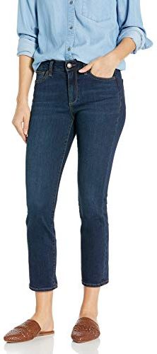 Mid-Rise Crop Straight Jeans, Indigo Rinse, 28