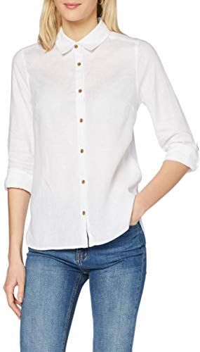 Camicia di Lino a Manica Lunga Donna, Bianco (bianco), 48, Label: XL