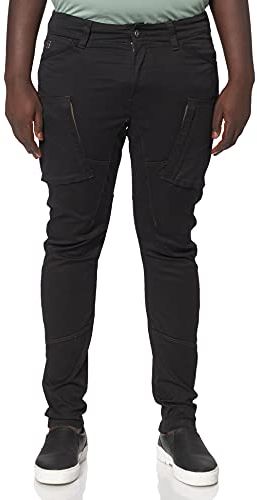 Zip Pocket 3D Skinny Cargo Pantaloni, Dk Black C105-6484, 34 W/28 L Uomo