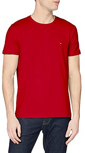 Stretch Slim Fit Tee Camicia Sportiva, Rosso (Primary Red), L Uomo