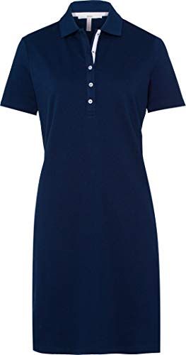 Gweneth Dresses piqué Casual Cotton Baumwollkleid Polokragen Uni Vestito, Blu (Deep Blue 23), Small (Taglia Produttore: 36) Donna