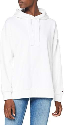 Relaxed Varsity Hoodie LS Maglione, White, L Donna