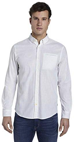 Ray Solid Camicia, 22090/White Base Green YEL, L Uomo