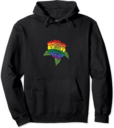 Pocket Rose Flower LGBTQ Rainbow Gay Pride Ally Men Women Felpa con Cappuccio