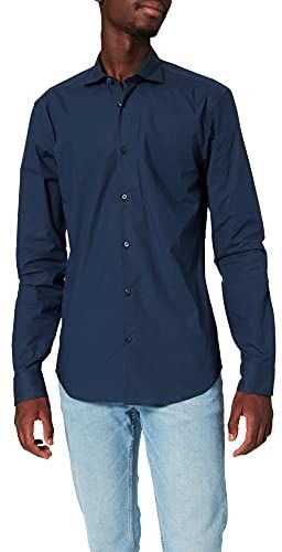 NOS Cotton Elastane Shirt Slim Fit Cut Away Collar Camicia, Blu (Night 58), Small Uomo