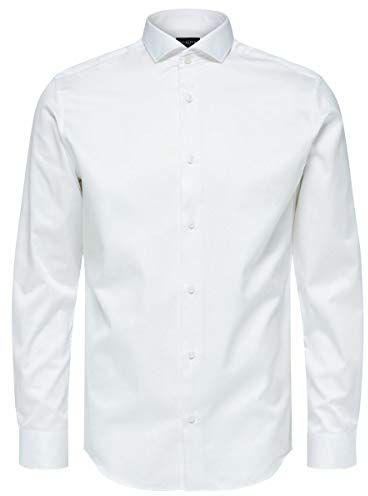 SLHREGSEL-Pelle Shirt LS B Noos Camicia Formale, Bianco (Bright White Bright White), Large Uomo