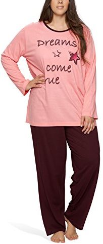 Pigiama da donna taglie grandi (taglie forti XL - 4XL) con stampa 'Dreams come true', Color:rosa, Größe:60/62