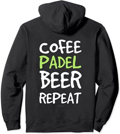 Cofee Padel Beer Repeat Scritte Divertenti Uomo Paddle Felpa con Cappuccio