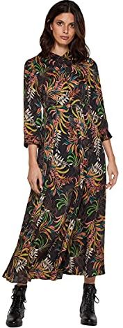 Dress Vestito, Multicolore (Nero/Verde/Rosa 72e), 46 (Taglia Produttore: 40) Donna