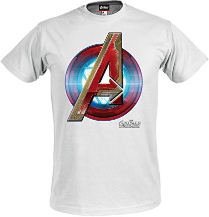 Iron Man Logo Short Sleeve, Bianco (White), S Uomo