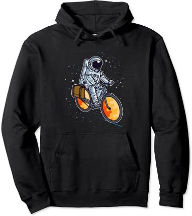 Astronaut Biking Bicycle In Universe Kids Men Women Boys Felpa con Cappuccio