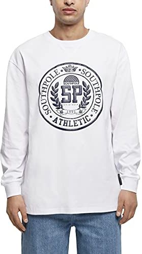 College Longsleeve Tee T-Shirt, Bianco, XXL Uomo