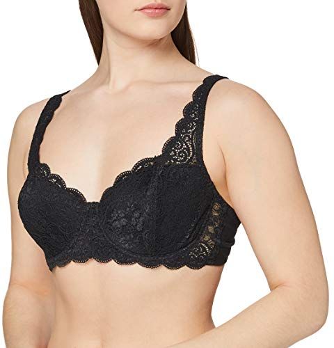 Reggiseno in pizzo con ferretto e coppa preformata, 2/75D, NERO