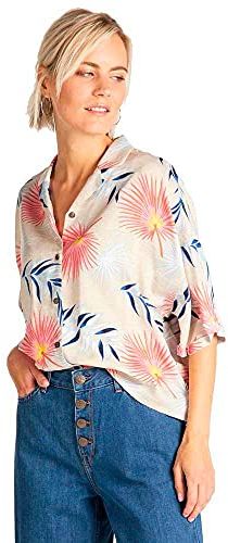Floral Resort Shirt Camicia, Multicolore (Ecru Nq), L Donna