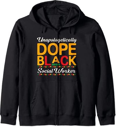 Unapologetically Dope Black Social Worker Dashiki Proud Felpa con Cappuccio