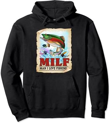 Funny Fishing Shirt MILF Man I Love Fishing Addict Retro Men Felpa con Cappuccio