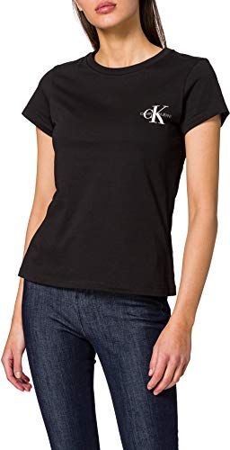 2 Pack Slim T-Shirt Maglietta, Nero (CK Black/CK Black), L Donna