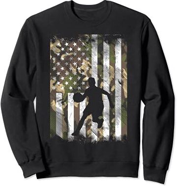 Camo Flag Basketball Vintage Patriotic Baller Men Women Kids Felpa