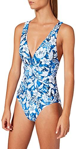 Plunge Maillot Costume Intero, Blu Marino, 40 Donna