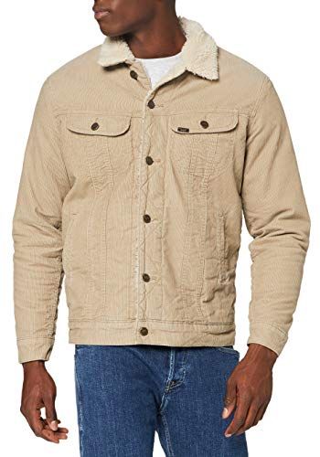 Sherpa Jacket Giacca di Jeans, Beige, L Uomo