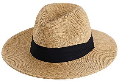 Cappello Panama per Donna e Uomo Regolabile, Cappello di Paglia Spiaggia, Fedora Pieghevole UV UPF50+ Chic Unisex