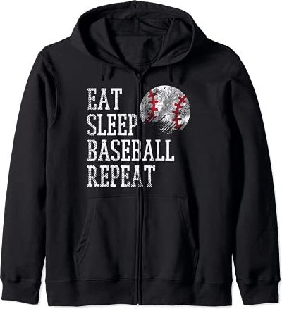 Eat Sleep Baseball Repeat Funny Coach Team Player Men Women Felpa con Cappuccio