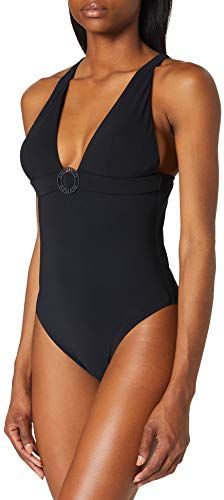 Swimwear Halter Swimsuit Terre De Soleil Tuta da Nuoto One Piece, Nero, XL Donna