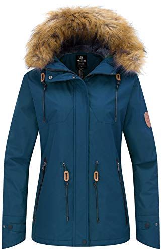 Giubbotto da Montagna Caldo Parka in Pile Imbottita Calda Jacket for Work with Hooded Warm Giacche da Running Impermeabile Donna Blu Verde 2020 M