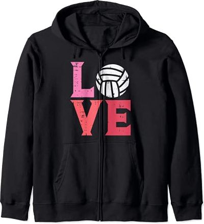 Pink Love Volleyball Cute Sports Coach Player Men Women Kids Felpa con Cappuccio