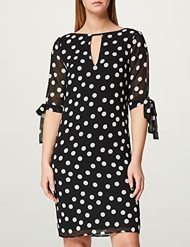 Marchio Amazon - TRUTH & FABLE Vestito A-Line in Chiffon Donna, Ecru (Spot Print), 46, Label: L