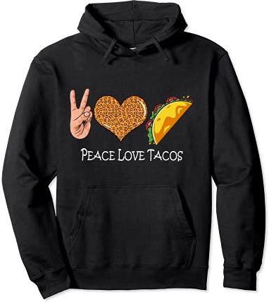 Taco - Peace - Leopard Love - Peace Love Tacos Felpa con Cappuccio