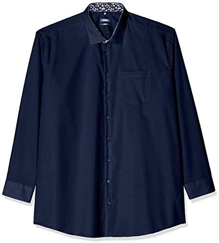 Einfarbiges Hemd mit Hohem Tragekomfort und Kent-Kragen – Passform Regular Fit – Langarm – 100% Baumwolle Camicia Formale, Blu (Dunkelblau 19), (Taglia Produttore: 40) Uomo