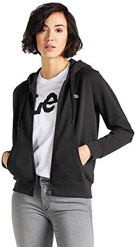 Zip Through Hoodie Felpa con Cappuccio, Nero (Black 01), L Donna