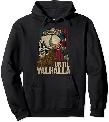 Until Valhalla Viking US Flag Vintage Shirt-Til Valhalla Felpa con Cappuccio