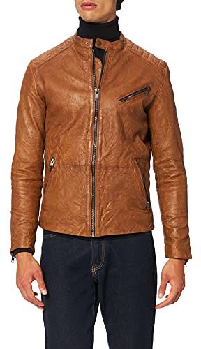 JJEJOEL Leather Jacket Noos Giacca, Cognac, S Uomo