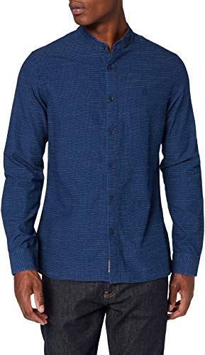 Band Collar Dobby Shirt Camicia, Blu (Mid Indigo Washed 0g9), X-Small Uomo