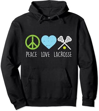 Peace Love Lacrosse Cool Lax Player Goalie Hippie Men Women Felpa con Cappuccio