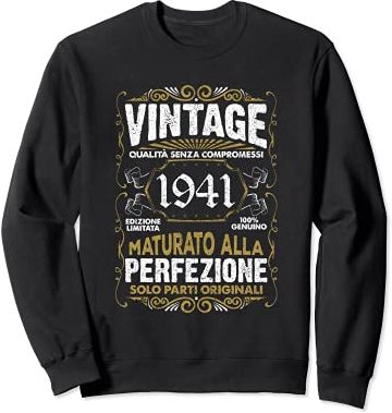 80 Anni di Compleanno Vintage 1941 Uomo Donna Annata 1941 Felpa