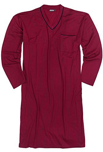 Camicia da notte a maniche lunghe in bordeaux con strisce nere fino alla taglia 10XL Colore: rosso XXL