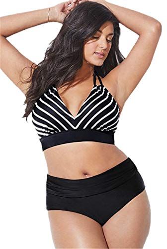 Donna Bikini a Vita Alta Imbottito Taglie Forti Costume da Bagno Due Pezzi Costumi Donna Mare