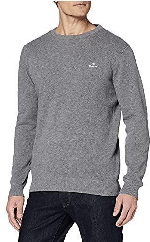 Cotton Pique Crew Felpa, Grigio (Dark Grey Melange 92), X-Large Uomo