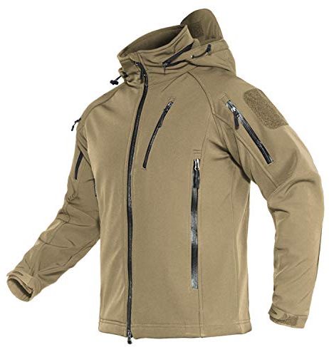 Uomo Escursionismo Jacke Softshell Giacca Multifunzionale Jacket con Multitasche, Khaki