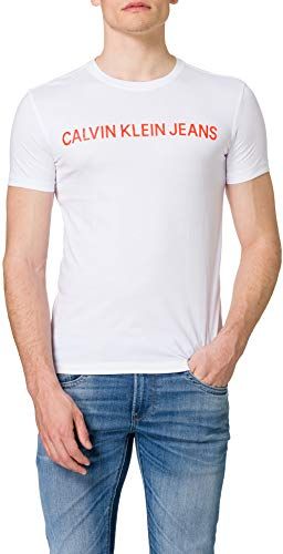 Jeans Institutional Logo Slim SS Tee T-Shirt, Bright White 2, L Uomo