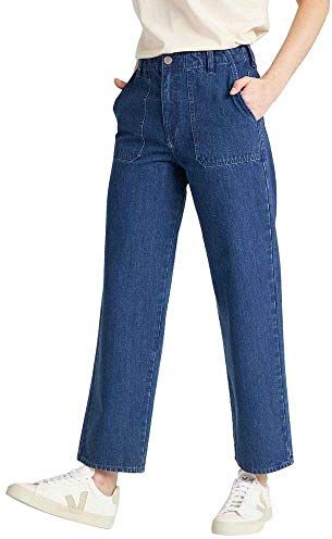 Wide Leg Jeans Straight, Blu (Mid Jelt GT), W33/L33 (Taglia Produttore: 33/33) Donna