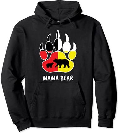Mamma orsa nativa ispirata al design della madre indigena Ma Felpa con Cappuccio