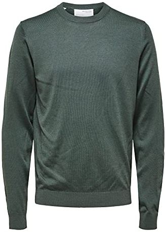 Slhtown Merino Coolmax Knit Crew B Noos Maglione, Spruce/Dettaglio: mélange, M Uomo