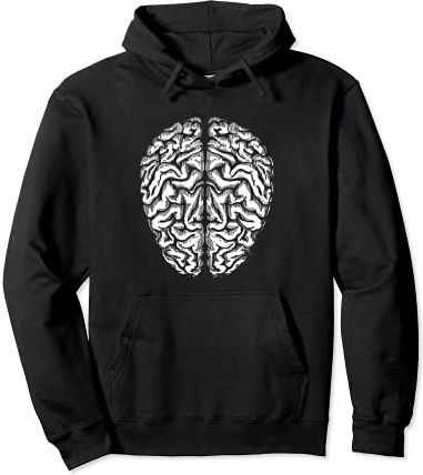 Brain Vintage Minimalist Graphic Simple Illustration Smart Felpa con Cappuccio