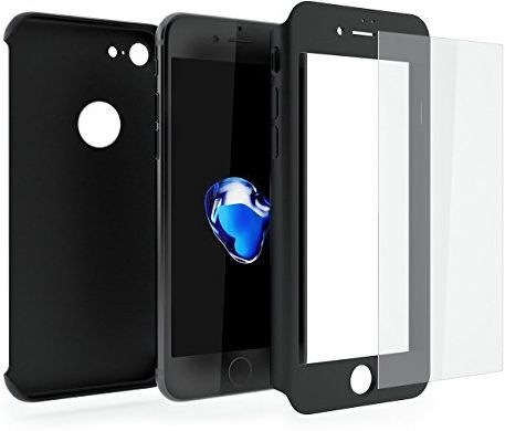 Cover iPhone 6/6s 360 Gradi + Pellicola Vetro Temperato, [ 360 ° ] [ Nero ] Custodia iPhone 6/6s 360 Gradi + Pellicola Protettiva in Vetro Temperato per iPhone 6/6s