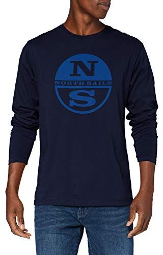 T-Shirt in Jersey di Cotone in Blu M