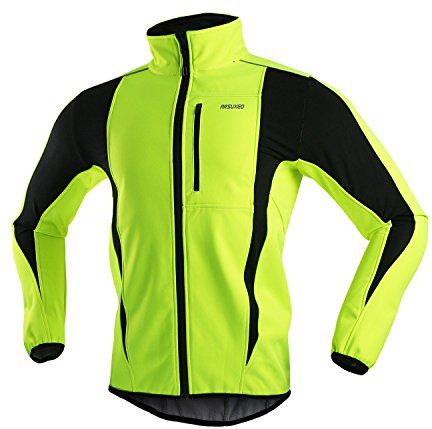 Giacca da ciclismo per uomo, impermeabile antivento, softshell, invernale, termica, traspirante 15 k, Uomo, Verde, M